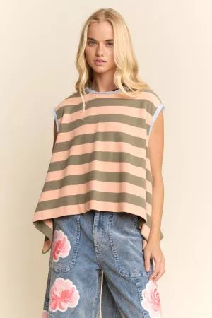 wholesale clothing striped sleeveless relaxed fit top davi & dani