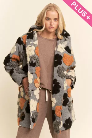 wholesale clothing plus chunky flower embroidered hoodie coat jacket davi & dani