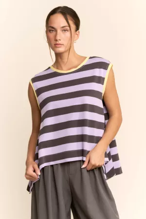 wholesale clothing striped sleeveless relaxed fit top davi & dani