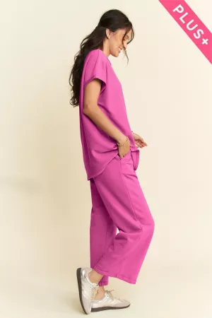 wholesale clothing plus terry mixed top elastic long pants set davi & dani