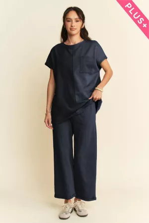 wholesale clothing plus terry mixed top elastic long pants set davi & dani