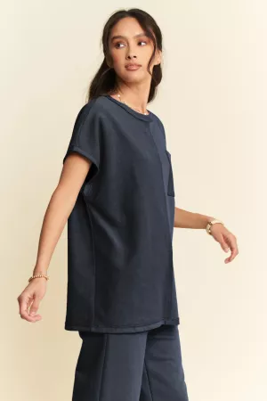 wholesale clothing terry mixed top elastic waistband long pants set davi & dani