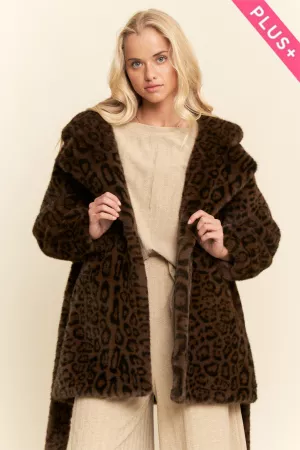 wholesale clothing plus faux fur leopard print hooded jacket davi & dani