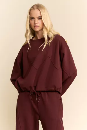 wholesale clothing zigzag-panel drawstring-hem sweatshirt davi & dani