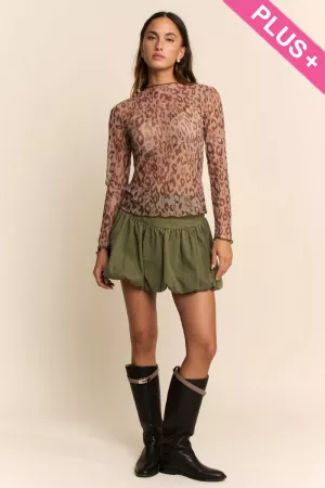 wholesale clothing plus metallic leopard sheer mesh top davi & dani