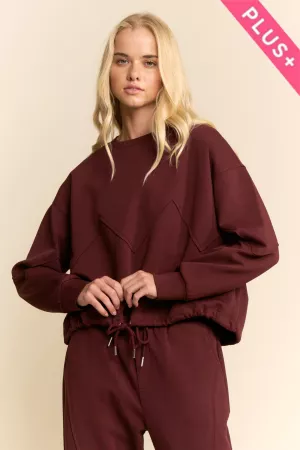 wholesale clothing plus zigzag-panel drawstring-hem sweatshirt davi & dani