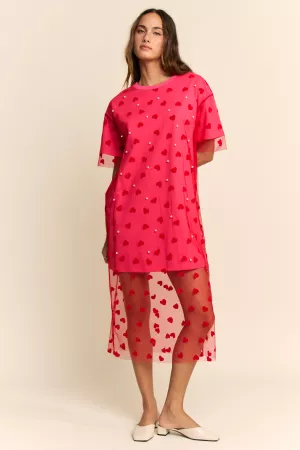 wholesale clothing heart mesh layered t shirt dress davi & dani