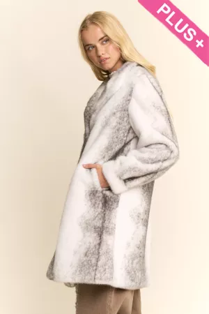 wholesale clothing plus faux fur long coat with gradient print davi & dani