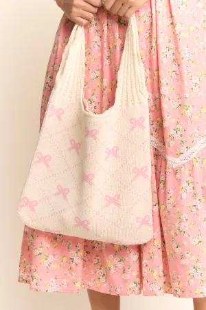 wholesale clothing bow pattern knit shoulder bag davi & dani