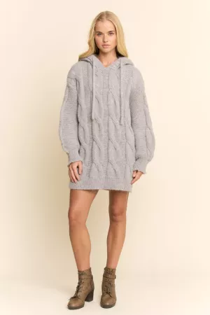 wholesale clothing oversized cable knit hoodie sweater davi & dani