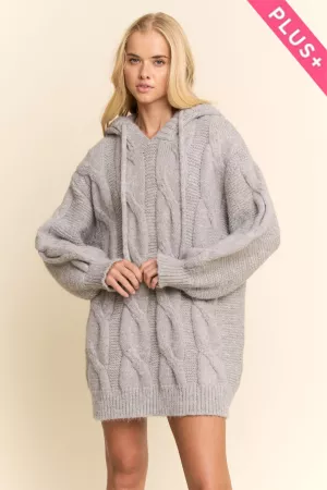 wholesale clothing plus oversized cable knit hoodie sweater davi & dani