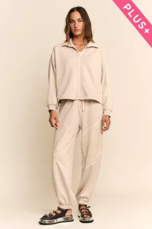 wholesale clothing plus lace and tape detail zipper front jacket davi & dani