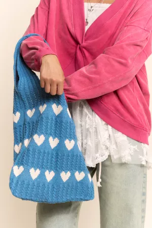 wholesale clothing heart pattern knit shoulder bag davi & dani