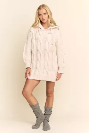 wholesale clothing oversized cable knit hoodie sweater davi & dani