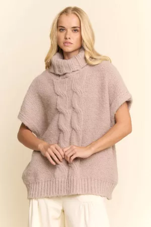 wholesale clothing cable knit mock neck sweater vest davi & dani