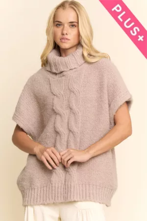 wholesale clothing plus cable knit mock neck sweater vest davi & dani