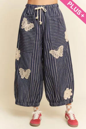 wholesale clothing plus lightweight soft denim strip barrel pants davi & dani