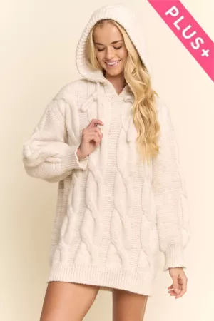 wholesale clothing plus oversized cable knit hoodie sweater davi & dani