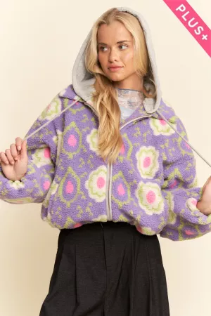 wholesale clothing plus zip up jacket with featuring drawstring hood davi & dani
