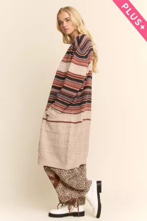 wholesale clothing plus featuring horizontal stripe texture cardigan davi & dani