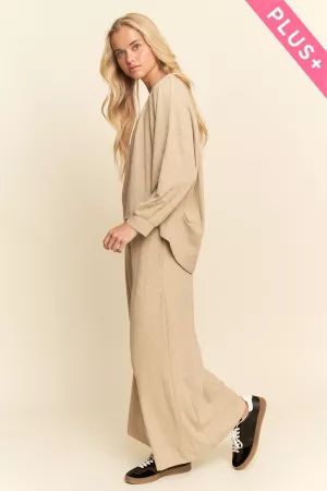 wholesale clothing plus knit easy top waistband leg pants set davi & dani