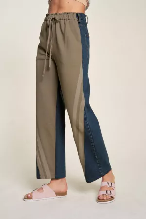 wholesale clothing two-tone denim jogger pants davi & dani