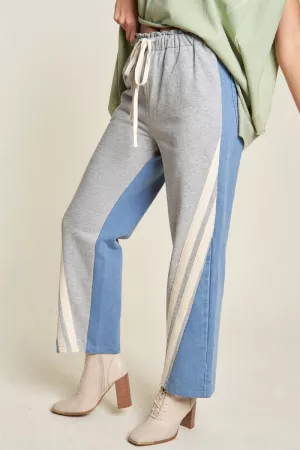 wholesale clothing two-tone denim jogger pants davi & dani
