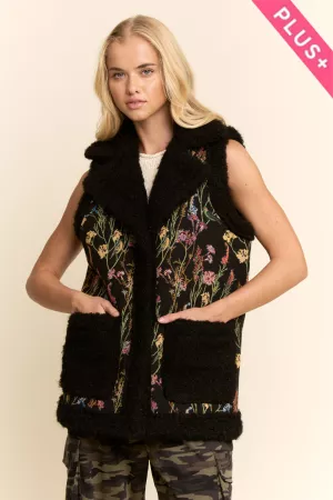 wholesale clothing plus jacquard padding faux fur placketcollar vest davi & dani