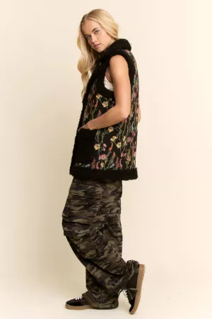 wholesale clothing jacquard padding faux fur placket and collar vest davi & dani