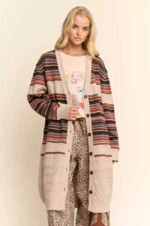 wholesale clothing featuring horizontal stripes textured cardigan davi & dani
