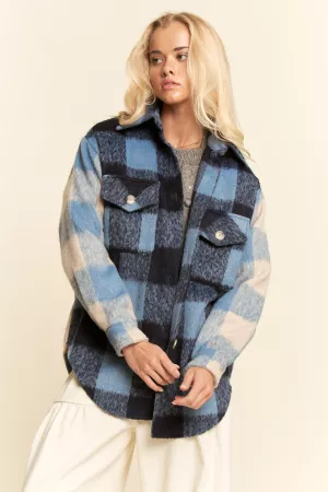 wholesale clothing multi plaid chest pocket shirt jacket shacket davi & dani