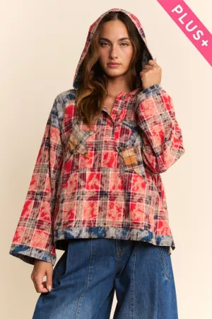 wholesale clothing plus air-spray tie dye patchwork hoodie pull top davi & dani