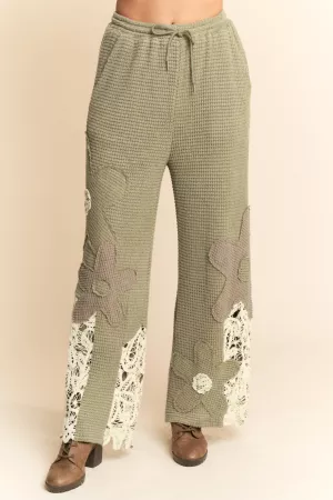 wholesale clothing thermal mixture knit wide opening pants davi & dani