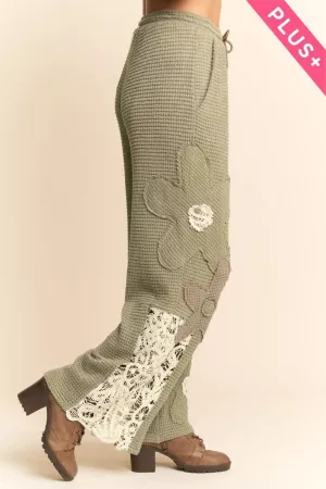 wholesale clothing plus thermal mixture knit wide opening pants davi & dani