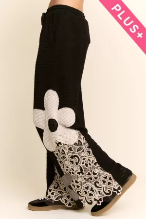 wholesale clothing plus thermal mixture knit wide opening pants davi & dani