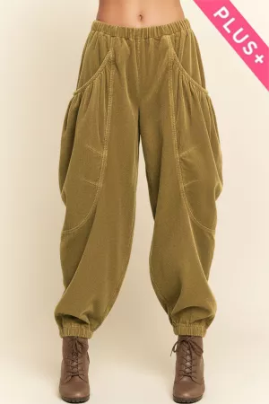 wholesale clothing plus relaxed corduroy barrel pocket pants davi & dani