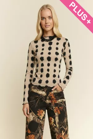 wholesale clothing plus mesh tie dye long sleeve top davi & dani