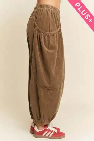 wholesale clothing plus relaxed corduroy barrel pocket pants davi & dani