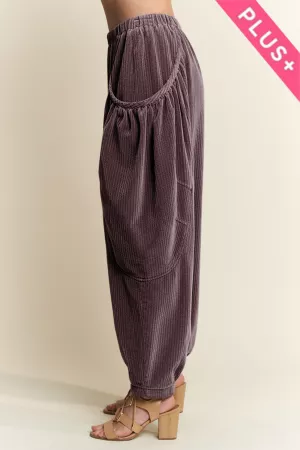 wholesale clothing plus relaxed corduroy barrel pocket pants davi & dani