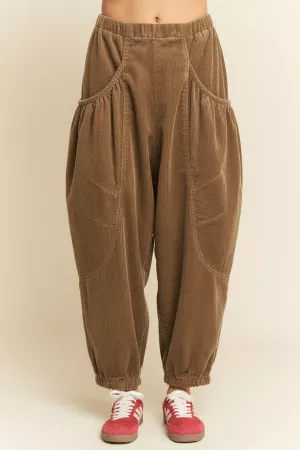 wholesale clothing relaxed corduroy barrel pocket pants davi & dani