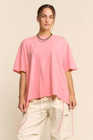 wholesale clothing asymmetric drawstring oversized tee davi & dani