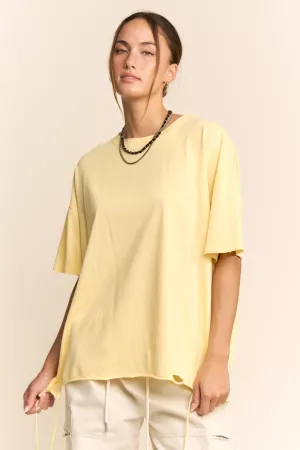 wholesale clothing asymmetric drawstring oversized tee davi & dani