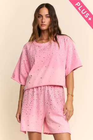 wholesale clothing plus rhinestone embellished sweat set davi & dani