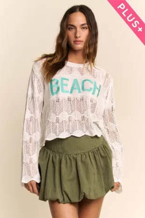 wholesale clothing plus pearl stone beach letter crochet sweater top davi & dani