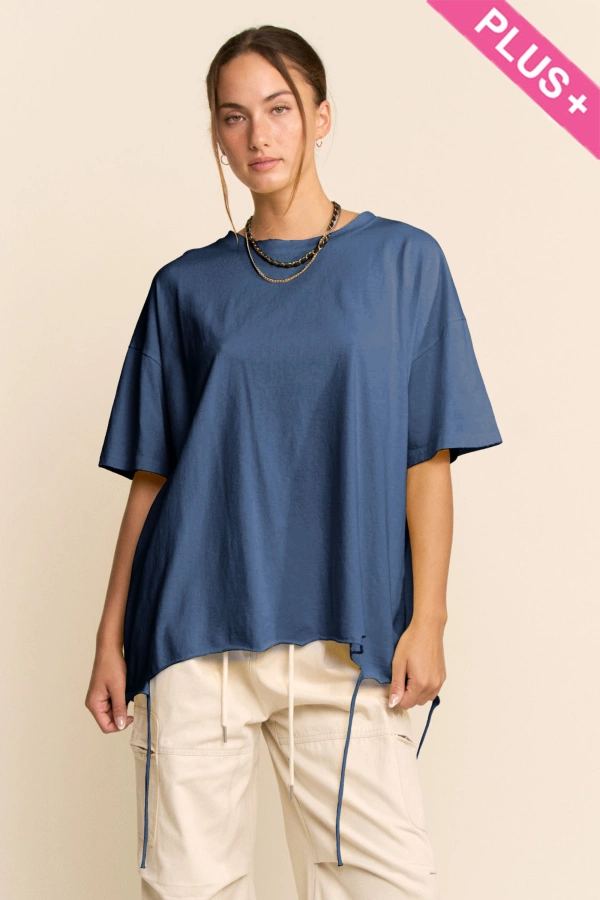wholesale clothing plus asymmetric drawstring oversized tee davi & dani