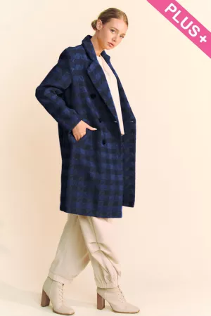wholesale clothing plus textured knittweed double button coat jacket davi & dani