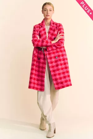 wholesale clothing plus textured knittweed double button coat jacket davi & dani