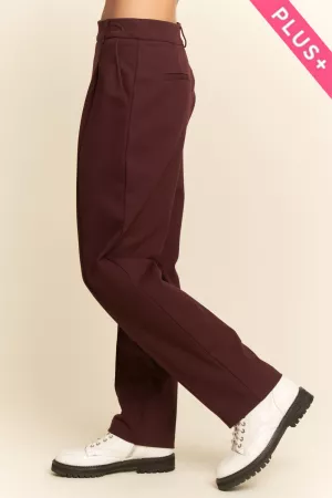 wholesale clothing plus woman straight fit high waist wide leg pocket trousers davi & dani