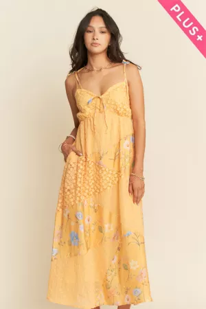 wholesale clothing plus floral lace fabric detail maxi slip dress davi & dani