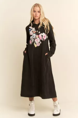 wholesale clothing mineralfloral butterfly printed hoodie midi dress davi & dani